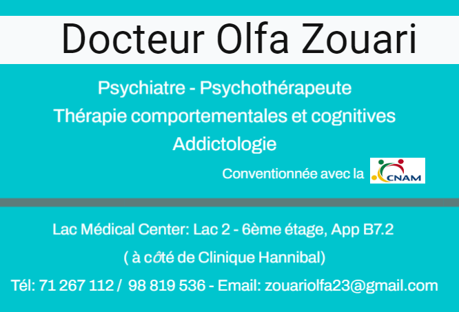 Psychiatre à Tunis Lac 2 / dr Olfa Zouari psychothérapeute