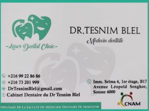 dentiste à sousse / Implantologiste Dr Tesnim Blel