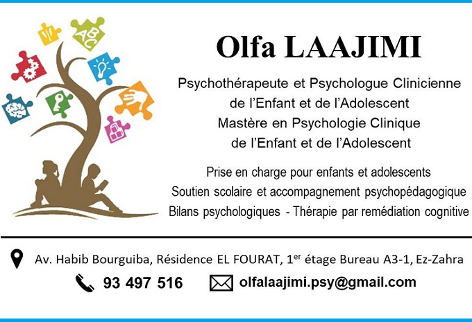 psychologue de l'enfant à Ezzahra / Olfa Laajimi psychothérapeute